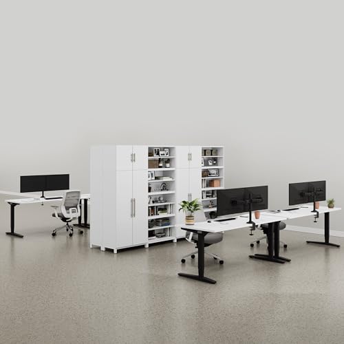 UPLIFTDESK MoPac Storage Wall 7 (Ash Gray) - Black Handles & Bases