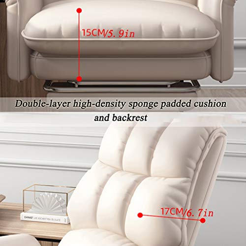 HQBL 360° Swivel Home Office Chair|Reclining and Adjustable Height PU Leather Executive Sofa Seat|with Retractable Footrest and Double Padding|for Study/Desk/Leisure