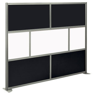at Work Divider Panel 96"W x 78"H Black Laminate and White Laminate Inserts/Brushed Nickel Finish Aluminum and Steel Frame