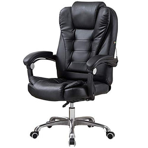 WYNZYJBD Office Computer Chair, Reclining Massage Boss Chair Massage Computer Chair Multi-Color Optional (Color : Black, Size : with footrest Style)