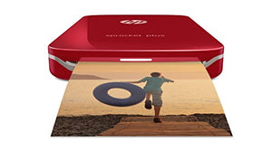 HP Sprocket Plus Instant Photo Printer, Print 30% Larger Photos on 2.3x3.4 Sticky-Backed Paper – Red (2FR87A), Small