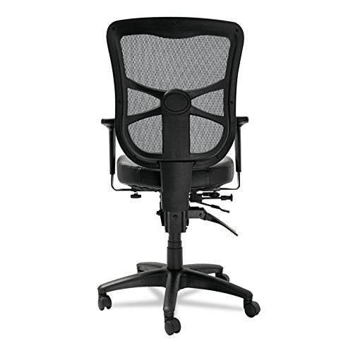 Alera EL4215 Elusion Series Mesh Mid-Back Multifunction Chair, Black Leather