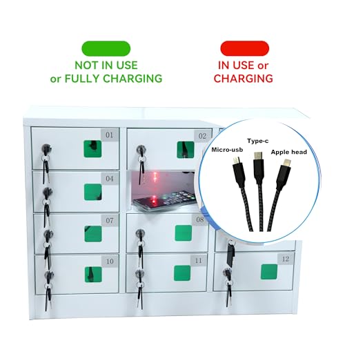 Bpatoimsx Cell Phone Charging Locker with Key Lock - White