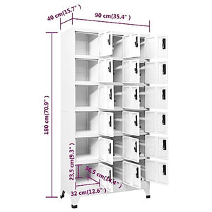 loibinfen Metal Locker Cabinet with 18 Lockers, White Steel 35.4"x15.7"x70.9" -AA