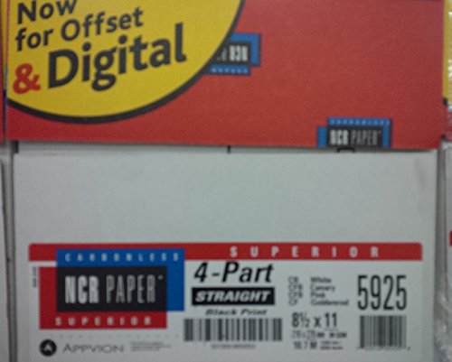 NCR Superior Carbonless Paper, 4-part Straight Collated, 8-1/2 x 11 inch, Case of 1,250 Sets (5,000 Sheets)