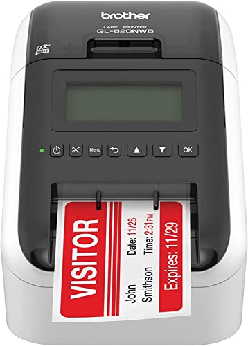 Brother QL-820NWB Ultra Flexible Label Printer - WiFi, Ethernet, Bluetooth, 110 Labels/Min, 300 x 600 dpi, Auto Cut, 400 Address Labels
