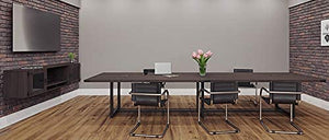 Office Pope Modern Conference Room Table with Metal Base & Accents, 10ft White Ash/Silver Metal, 2 Power Modules