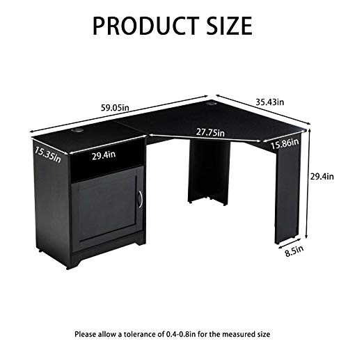 L Shaped Computer Desk Corner PC Laptop Table Gaming Workstation Home Office