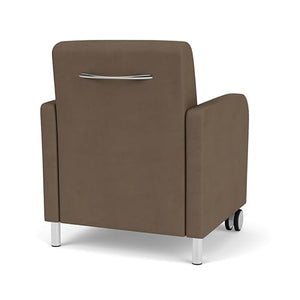 Lesro Siena 17.5" Polyurethane Lounge Reception Guest Chair in Brown/Silver