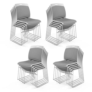 VINGLI Stackable Waiting Room Chairs with Metal Sled Base, Gray - Set of 20