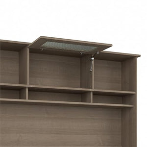 Pemberly Row Contemporary 60W Hutch in Ash Gray - Engineered Wood