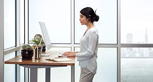 UPLIFT Desk V2 Bamboo Standing Desk 1" Thick Rectangular Carbonized Bamboo Desktop, Height Adjustable Frame (Industrial), Adv. Memory Keypad & Wire Grommets (Black), Bamboo Motion-X Board (72" x 30")