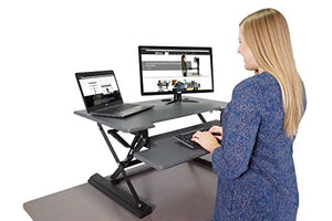 Victor DCX760 High Rise Collection Height Adjustable Standing Desk with Removable Keyboard Tray | Gray | 36" Wide Standing Desk | Professional or Home Use | Compatible with Most Monitor Arms