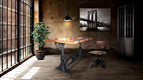 Industrial Adjustable Crank Drafting Desk - Tilt Top - Cast Iron Base 70"