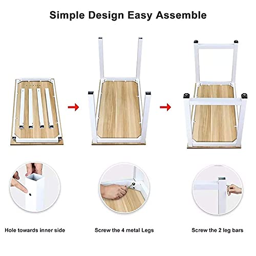 Modern Computer Desk 63" Large Office Desk Writing Study Table for Home Office Desk Workstation Wide Metal Sturdy Frame Thicker Steel Legs, White