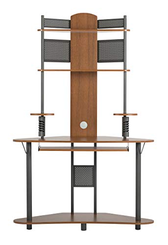 Calico Designs Arch Tower Corner Computer Tower Multipurpose Home Office Computer Writing Desk - Pewter / Teak,