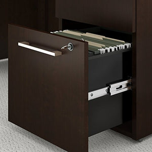 Bush Business Furniture 300 Series 72W x 22D L Shaped Mocha Cherry Office Desk with 2 and 3 Drawer Pedestals and 48W Return