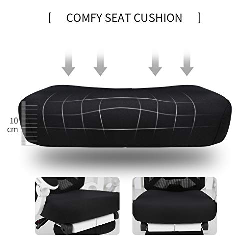 Hbada Reclining Office Desk Chair | Adjustable High-Back Ergonomic Computer Mesh Recliner | Home Office Chairs with Footrest and Lumbar Support, White