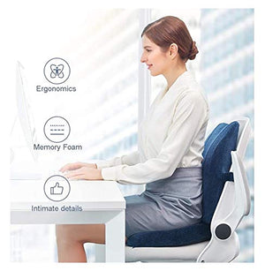 HHWKSJ Memory Foam Seat and Lumbar Cushion Combo - Gel Infused - Coccyx & Tailbone Support