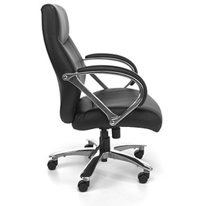 OFM Avenger Series Big and Tall Leather Executive Chair - Black Mid Back Computer Chair with Arms, Black (811-LX-BLK)