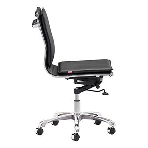Zuo Lider Plus Armless Office Chair, Black