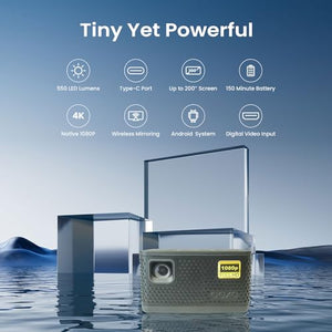 AAXA Technologies Portable Mini Projector with 2Hr Battery, Auto-Keystone, and iPhone 15 Mirroring