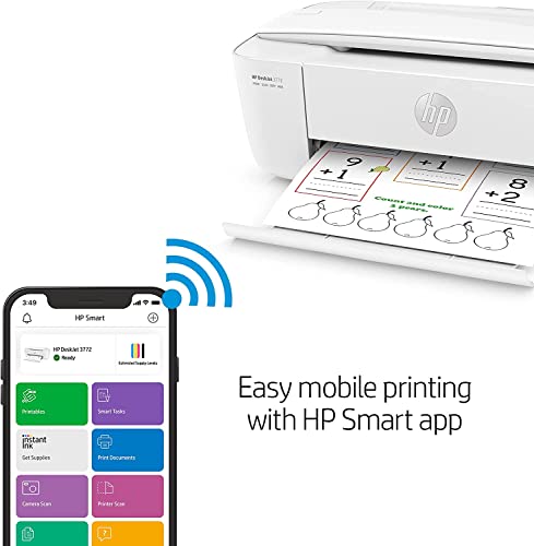 H -P DeskJet Wireless Color Inkjet Printer All-in-One with LCD Display - Print Scan Copy and Mobile Printing Ultra Compact with 6 ft NeeGo Printer Cable