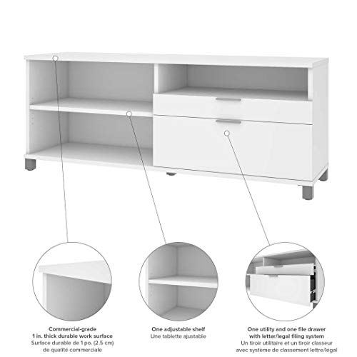 Bestar Pro-Linea White Credenza with 2 Drawers - Standard