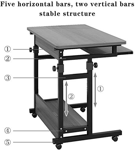 XUERUIGANG Mobile Stand Up Desk, Adjustable Laptop Desk with Wheels Storage Desk Home Office Workstation, Rolling Table Laptop Cart （Black）