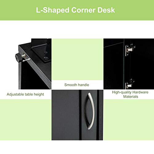 L Shaped Computer Desk Corner PC Laptop Table Gaming Workstation Home Office
