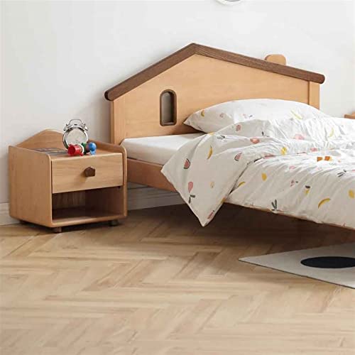 BinOxy Wooden Bedside Table Small Bedroom Storage Cabinet