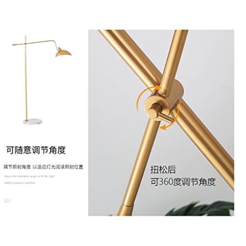 EESHHA Gold Floor Lamp with Marble Base - Adjustable Length Standing Lamp for Foyer and Living Room
