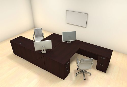 UTM Modern Executive Office Workstation Desk Set for Two Persons, CH-AMB-F2