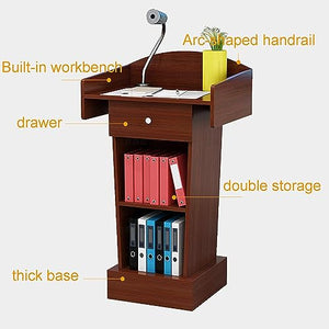 CAMBOS Lectern Podium Stand with Open Storage Drawer