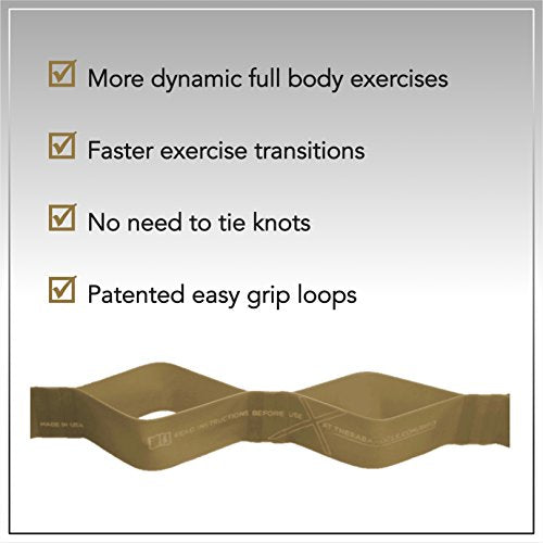 TheraBand CLX Resistance Band with Loops, Fitness Band for Home Exercise and Full Body Workouts, Portable Gym Equipment for Home Training, Best Gift for Athletes, 25 Yard Dispenser, Gold, Max, Elite