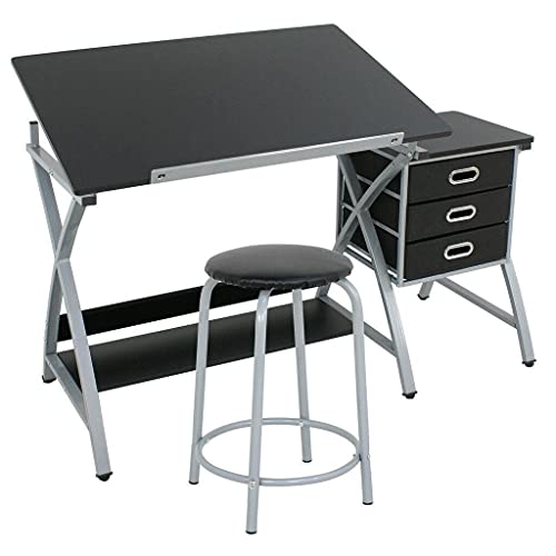 Heavy Duty Drafting Table W/Sleek Work Surface Adjustable Degrees Drawing Supplies Adjustable Desk Craft Table Drafting Table Office Furniture Drawing Supplies Desk Drawing Table