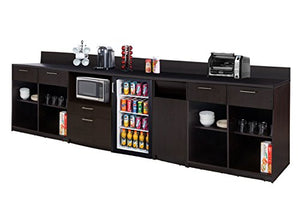 Coffee Kitchen Lunch Break Room Furniture Cabinets Fully Assembled Ready to Use 4pc Group Model 3301 Color Espresso - Instantly Create Your New Break Room!!! (Note: Purchase Includes Furniture ONLY).