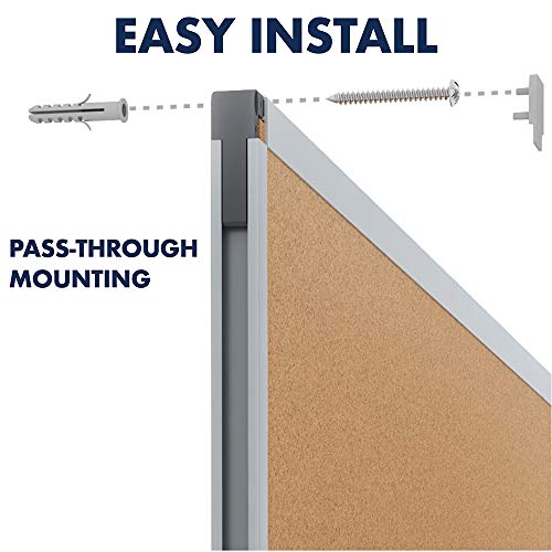 Mead Corkboard, Framed Bulletin Board, 8' x 4', Cork Board, Aluminum Frame (85364)