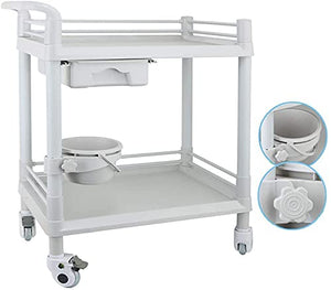OSCCAR Utility Rolling Cart with Adjustable Dirt Bucket, 2 Tier Universal Wheel Medical Tool