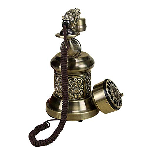 None Retro Vintage Telephone with LCD Display Panels Rotary Dial - Antique Landline for Office/Home/Hotel