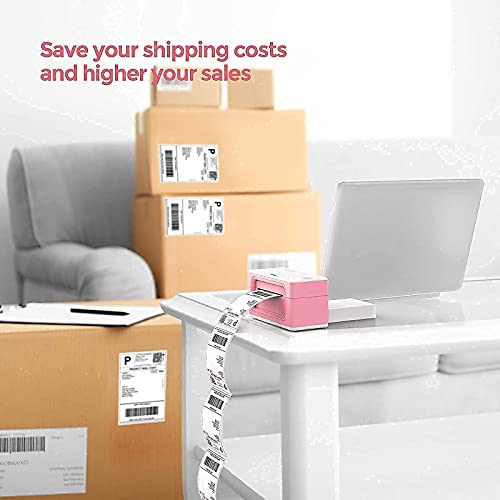 MUNBYN Pink Label Printer with Shipping Scale, Label Holder,Stack of Thermal Labels