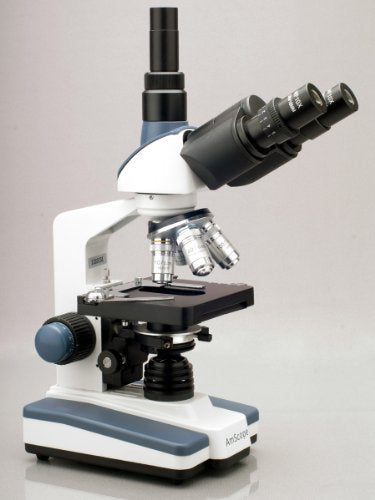 AmScope T120B-5M Digital Professional Siedentopf Trinocular Compound Microscope, 40X-2000X Magnification, WF10x and WF20x Eyepieces, Brightfield, LED Illumination, Abbe Condenser with Iris Diaphragm, Double-Layer Mechanical Stage, 100-240VAC, Includes 5MP