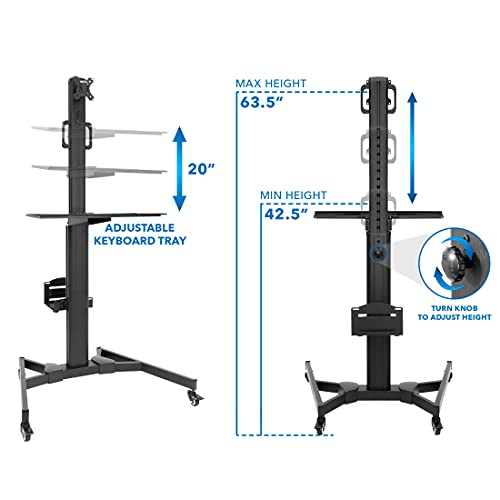 Mount-It! Adjustable Mobile PC Workstation with Single Monitor Mount