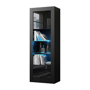 Meble Furniture & Rugs Milano Bookcase Matte Body & High Gloss Fronts (Black)