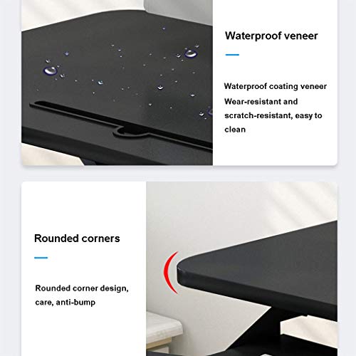 32in Foldable Computer Desk Stand Up Converter Standing Desk with Height Adjustable Computer Workstation Riser 2-Tier Design【U.S. in Stock】 (Black)