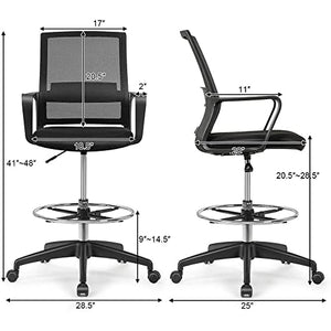 DWILKE Ergonomic Drafting Chair with Adjustable Height and Footrest