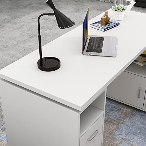 Homsee L-Shaped Corner Computer Desk with Storage, White