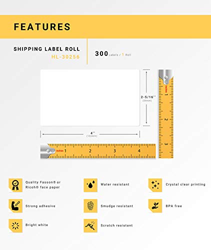HOUSELABELS Compatible DYMO 30256 Shipping Labels (2-5/16" x 4") Compatible with Rollo, DYMO LW Printers, 50 Rolls / 300 Labels per Roll