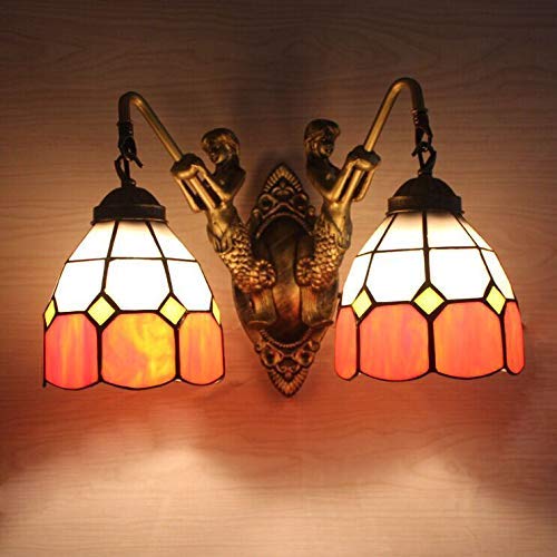 Tuersuer Bright Lights at Night Makeup Cabinet Mirror Headlights Warm Light Dresser Mediterranean Mirror Headlights Glass Wall Light fixtures (Color : Sky Blue)