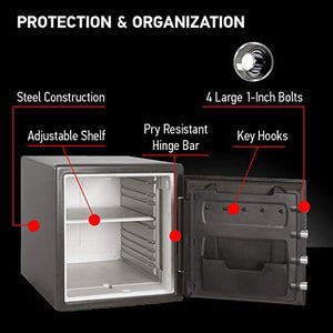 SentrySafe SFW123DSB Fireproof Safe and Waterproof Safe with Dial Combination 1.23 Cubic Feet Gray